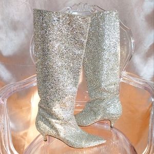 Kate Spade silver sparkly Glitter knee high boots size 9.5 medium width